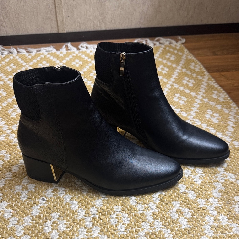 Sleek Black Ankle Booties with Gold Accents
